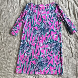 Lilly Pulitzer Pink and Green Abstract elephant Dress girls 8-10